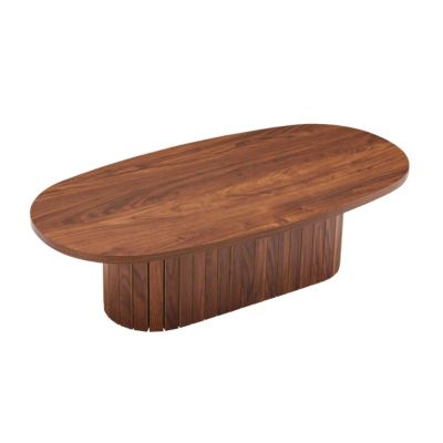Table basse ovale en mélaminé bois foncé  Oviala