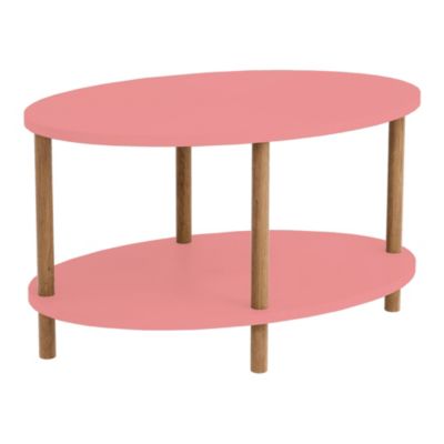 Table basse ovale Hojreby 43 x 70 x 44 cm rose naturel en.casa