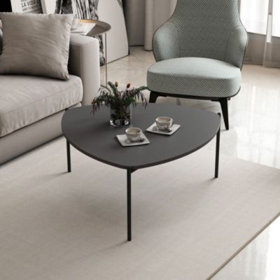 Table basse ovale LENNY 90 x 89 x 40 cm melamine anthracite structure metal