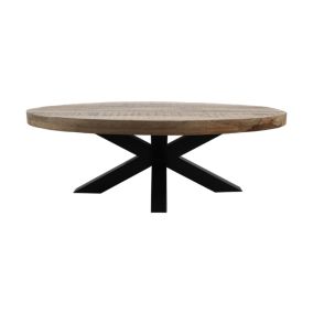 Table basse ovale - Naturel/Noir - Bois de manguier/Métal - 130x80x45 cm