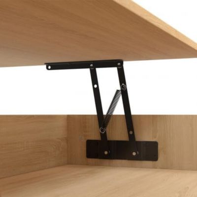 Table Basse Plateau Relevable Bois et Blanc