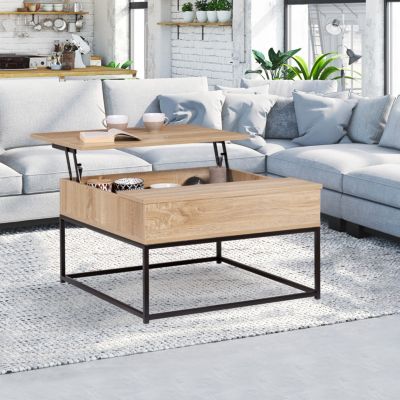 Table basse plateau relevable carrée DETROIT design industriel