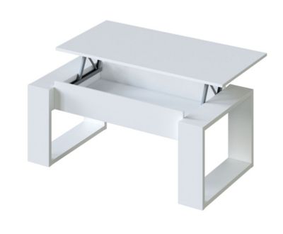 Table Basse à plateau relevable coloris blanc artic - Longueur 102 x Profondeur 50 x Hauteur 43/54 cm