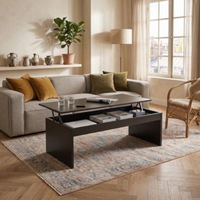 Table basse plateau relevable DARWIN 100x50cm / Noir
