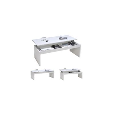 Table basse plateau relevable DARWIN 120x60cm / Blanc