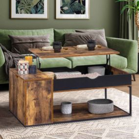 Table basse plateau relevable rectangulaire CHICAGO avec coffre design industriel