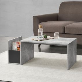 Table Basse pour Salon Bollnäs 90 x 45 x 35 cm Effet Béton Noir en.casa