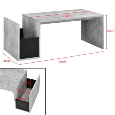 Table Basse pour Salon Bollnäs 90 x 45 x 35 cm Effet Béton Noir en.casa