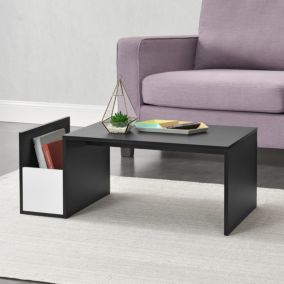 Table Basse pour Salon Bollnäs 90 x 45 x 35 cm Noir Blanc en.casa