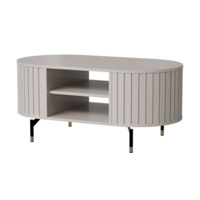 Table basse rectangulaire 104x56 cm grège avec étagère ZANTE