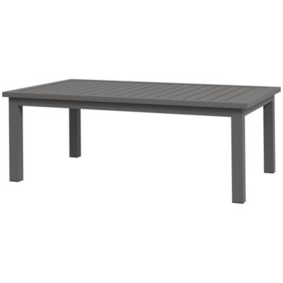 Table basse rectangulaire de jardin plateau lattes 100 x 60 x 37 cm alu effet bois brun