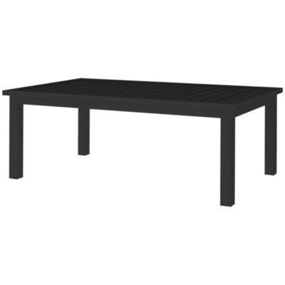Table basse rectangulaire de jardin plateau lattes 100 x 60 x 37 cm alu noir