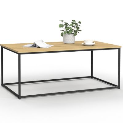 Table basse rectangulaire DETROIT 113 cm design industriel bois et métal