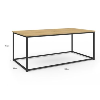 Table basse rectangulaire DETROIT 113 cm design industriel bois et métal