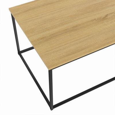 Table basse rectangulaire DETROIT 113 cm design industriel bois et métal