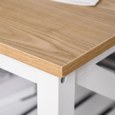 Table basse rectangulaire dim. 116L x 60l x 48H cm étagère à lattes plateau imitation chêne clair MDF blanc