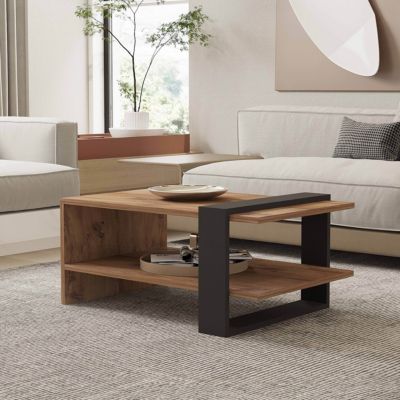 Table basse rectangulaire effet bois  Oviala