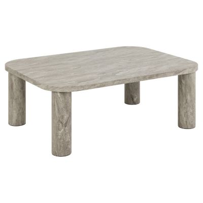 Table basse rectangulaire effet marbre design moderne GÖRAN Gris, L. 100 x l. 75 x H. 36 cm, GÖRAN