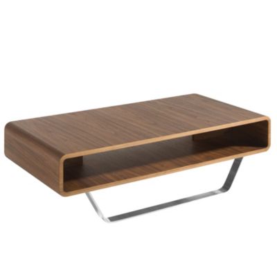 Table basse rectangulaire en noyer et acier chrome 2002 - 120x60x36 cm
