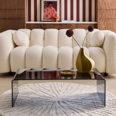 Table basse rectangulaire en verre trempé 110cm bleu gris - Glintz