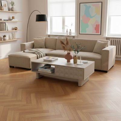 Table basse rectangulaire L120 cm beige  Oviala