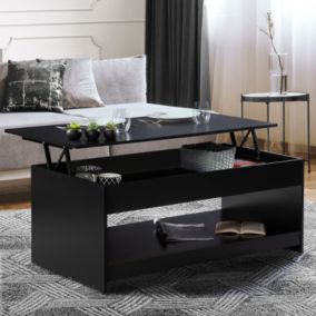 Table basse rectangulaire plateau relevable SOA bois noir