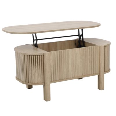 Table basse relavable effet bois ovale 100x48 cm bois clair   Oviala