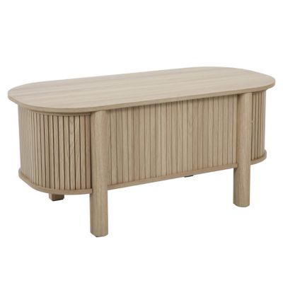 Table basse relavable effet bois ovale 100x48 cm bois clair   Oviala