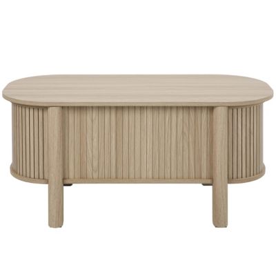 Table basse relavable effet bois ovale 100x48 cm bois clair   Oviala