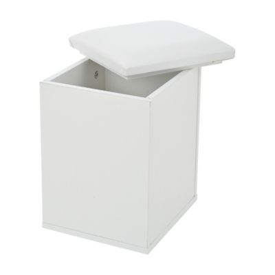 Table basse relevable 100 cm blanche en panneaux de particules avec LED et 2 tiroirs