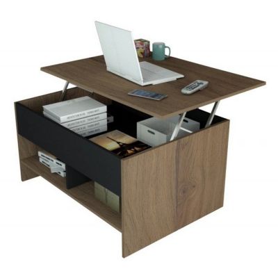 Table basse relevable Beaux Meubles Pas Chers 90 cm châtaignier noir