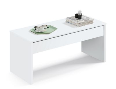 Table basse relevable coloris blanc - Hauteur 47-58 x Longueur 100 x Profondeur 50 cm