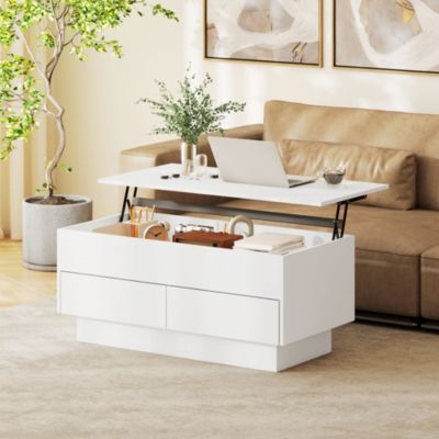 Table basse relevable design - coffre interne, 2 tiroirs - 100 x 50 x ...