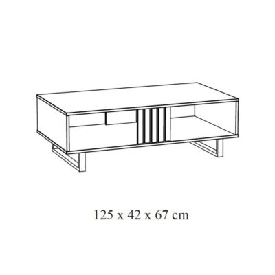 Table basse robuste collection LOFT Coloris noir et chene. Pieds en métal noir