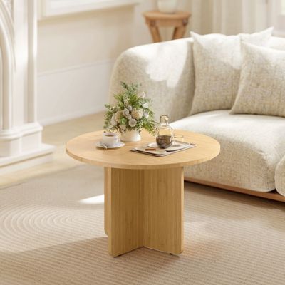 Table basse ronde 66 cm en bambou finition bois naturel