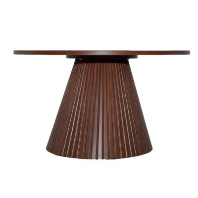 Table basse ronde 80 cm moderne effet bois foncé  Oviala