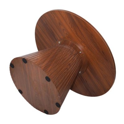Table basse ronde 80 cm moderne effet bois foncé  Oviala