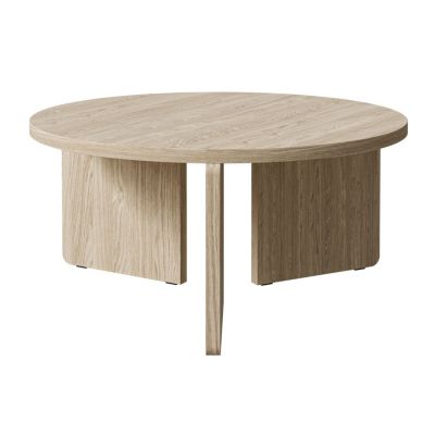 Table basse ronde 85 cm aspect bois clair PREFFINES