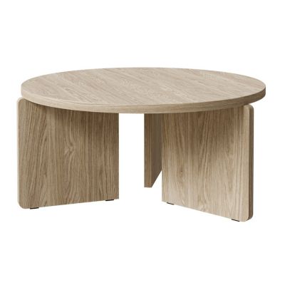 Table basse ronde 85 cm aspect bois clair PREFFINES
