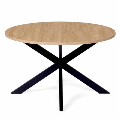 Table basse ronde ALIX 70 cm pied araignée bois et noir