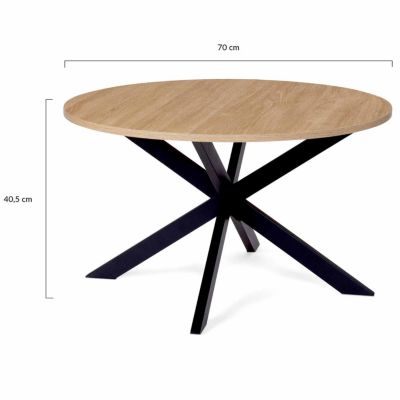 Table basse ronde ALIX 70 cm pied araignée bois et noir