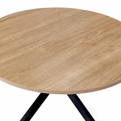Table basse ronde ALIX 70 cm pied araignée bois et noir