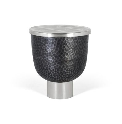Table basse ronde avec plateau en aluminium