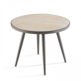 Table basse ronde avec plateau imitation bois Tivoli  Oviala