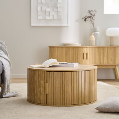 Table basse ronde avec rangement D75 cm - ERNEST
