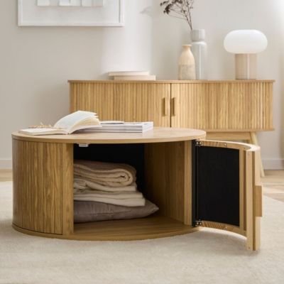 Table basse ronde avec rangement D75 cm - ERNEST