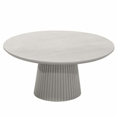 Table basse ronde bois gris à pied rainuré CALERO