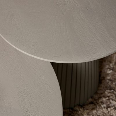 Table basse ronde bois gris à pied rainuré CALERO