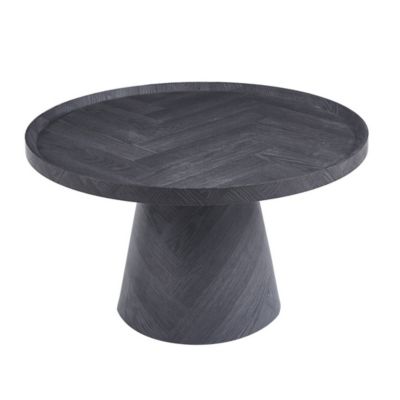 Table basse ronde collection CARVELA  Décor gris foncé  Bord relevé  D80 x H47 cm