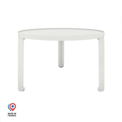 Table basse ronde DECO-GEM, acier, blanc. D70.5 cm H.42 cm